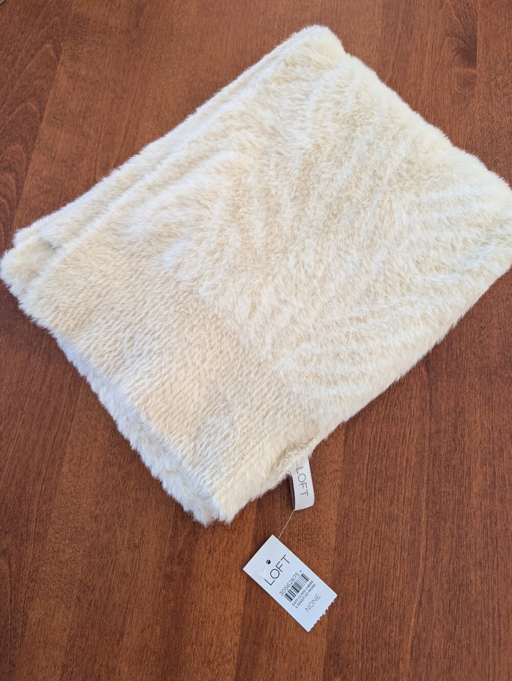 LOFT Cream Faux Fur Scarf